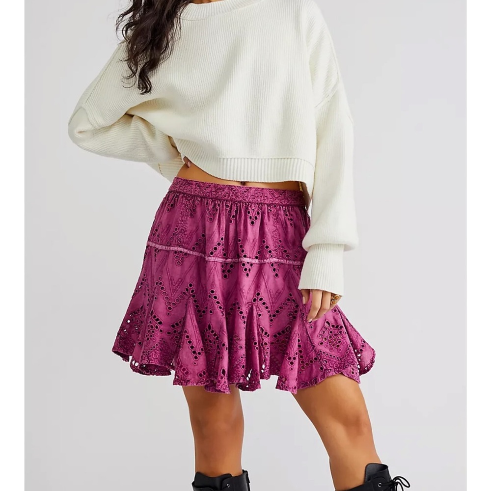 Free People 100% Cotton Serenity eyelet Skort Size L